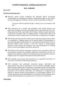 Women Action Forum: A Women's Manifesto for General Election 2018